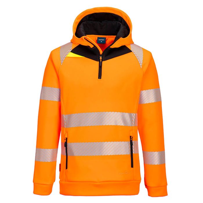 DX4 Hi-Vis 1/4 Zip Hoodie - Orange/Black