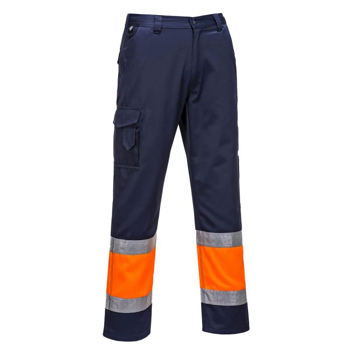 Hi-Vis Contrast Class 1 Service Trousers - Orange/Navy