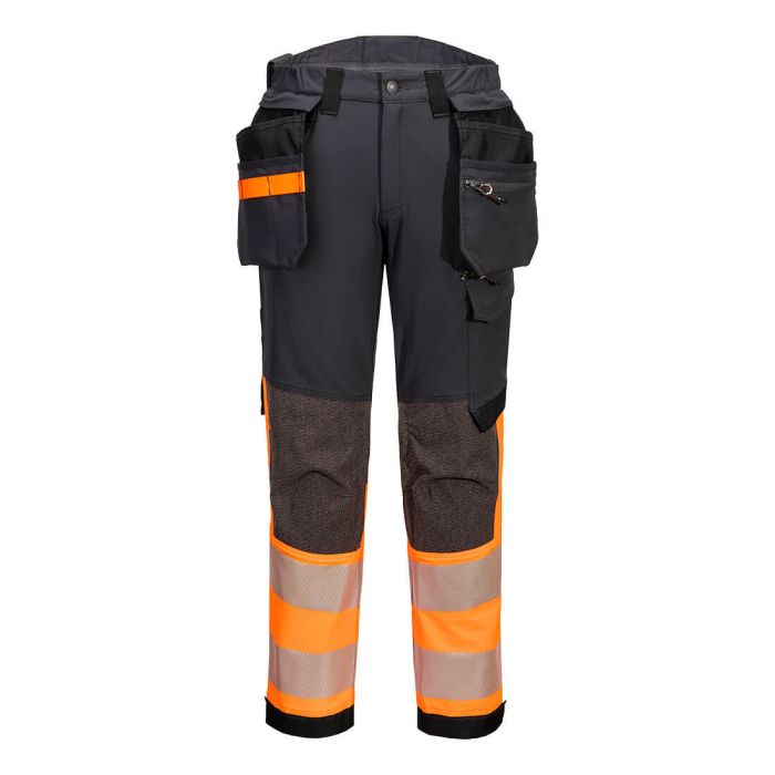 EV4 Hi-Vis Stretch Detachable Holster Class 1 Trousers - Orange/Metal Grey