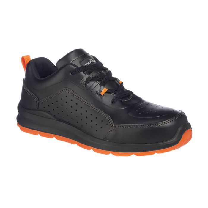 Portwest Compositelite Perforated Safety Trainer S1P - Black/Orange