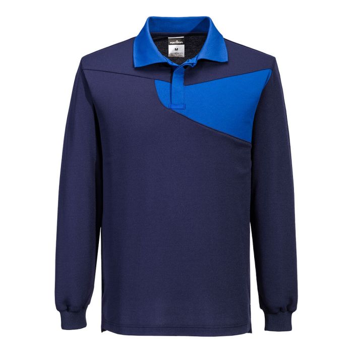 PW2 Cotton Comfort Polo Shirt L/S - Navy/Royal