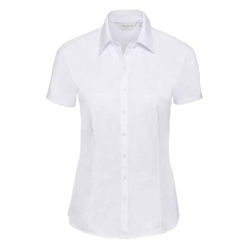 Russell Collection Ladies Short Sleeve Herringbone Shirt