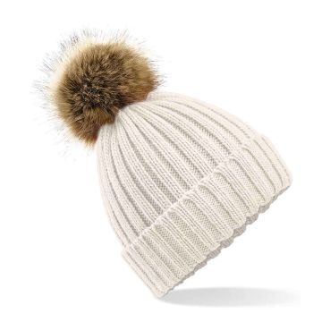 Beechfield Faux Fur Pop Pom Chunky Beanie